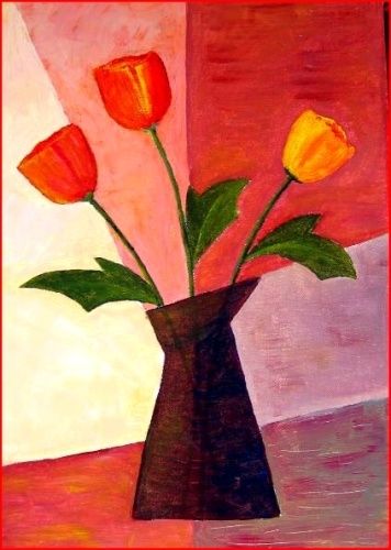 Peinture intitulée "Les tulipes" par Jacques Clerico, Œuvre d'art originale, Huile