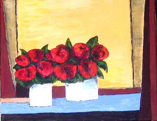 Peinture intitulée "Roses rouges" par Jacques Clerico, Œuvre d'art originale, Huile