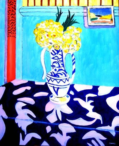 Peinture intitulée "Rose et Bleu" par Jacques Clerico, Œuvre d'art originale, Huile