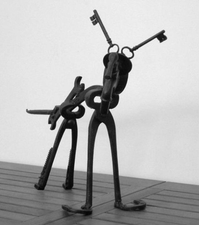 Sculpture intitulée "Né en captivité" par Jacques Egli, Œuvre d'art originale, Métaux