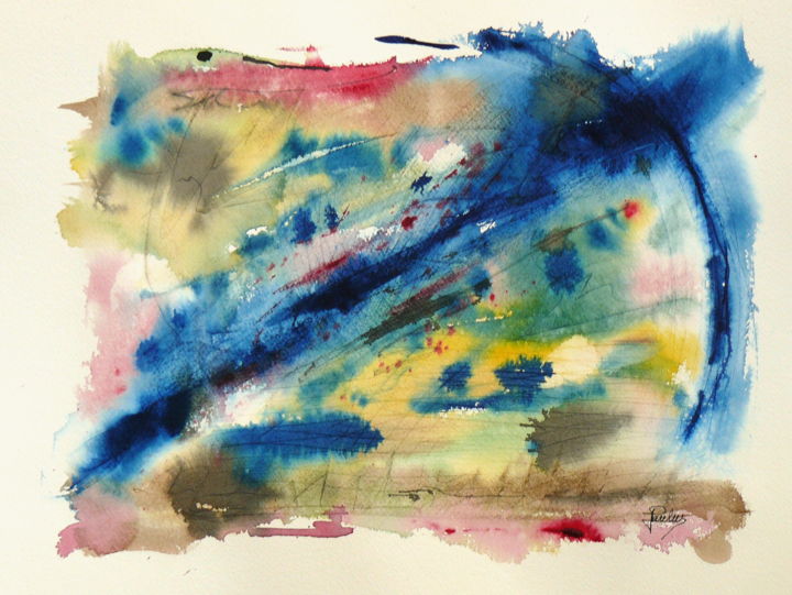 Peinture intitulée "Qui suis-je, d'où v…" par Jacques Paulus, Œuvre d'art originale, Aquarelle