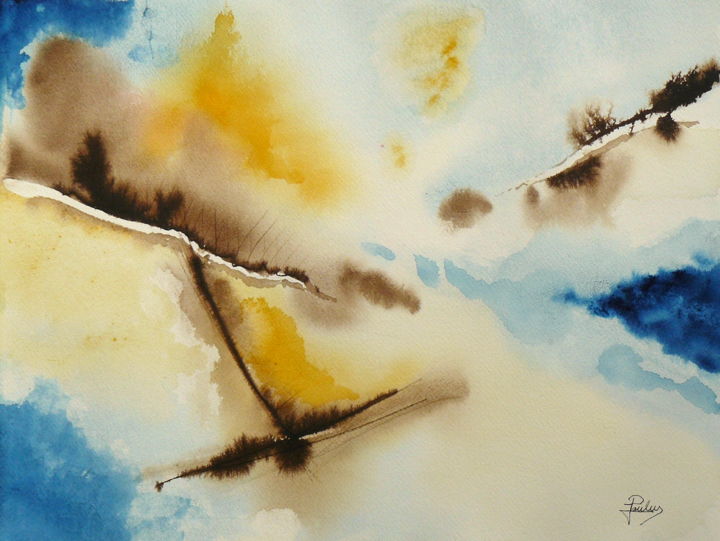 Peinture intitulée "Fracture 1" par Jacques Paulus, Œuvre d'art originale, Aquarelle