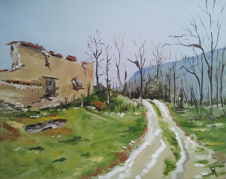 Peinture intitulée "Une ruine (Luberon)" par Jordan Ravy, Œuvre d'art originale