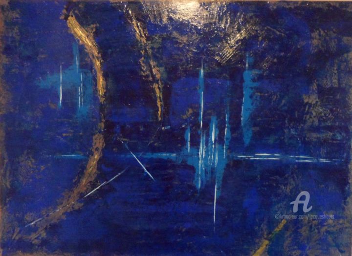 Pintura intitulada "Abstrait bleu" por Jordan Ravy, Obras de arte originais, Acrílico