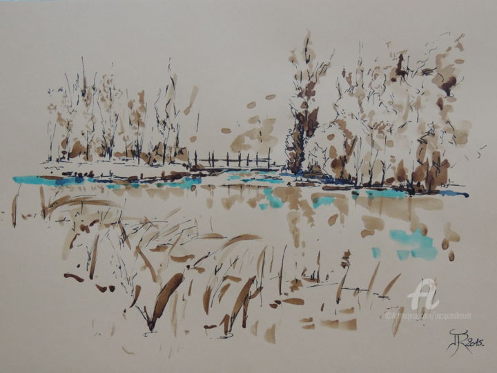 Pintura intitulada "Série les étangs 30…" por Jordan Ravy, Obras de arte originais, Tinta