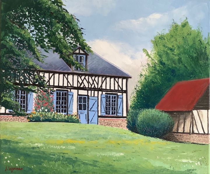 Pintura titulada "Maison normande" por Jacques Lajoinie, Obra de arte original, Oleo