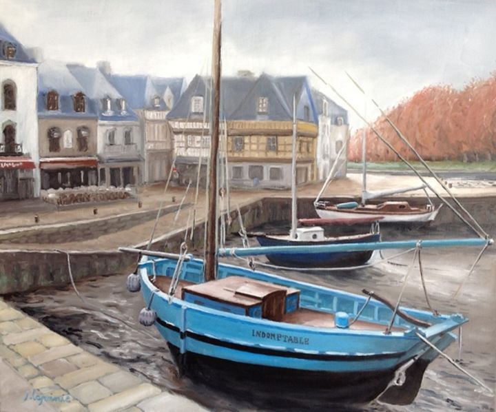 Peinture intitulée "Matin au port." par Jacques Lajoinie, Œuvre d'art originale, Huile