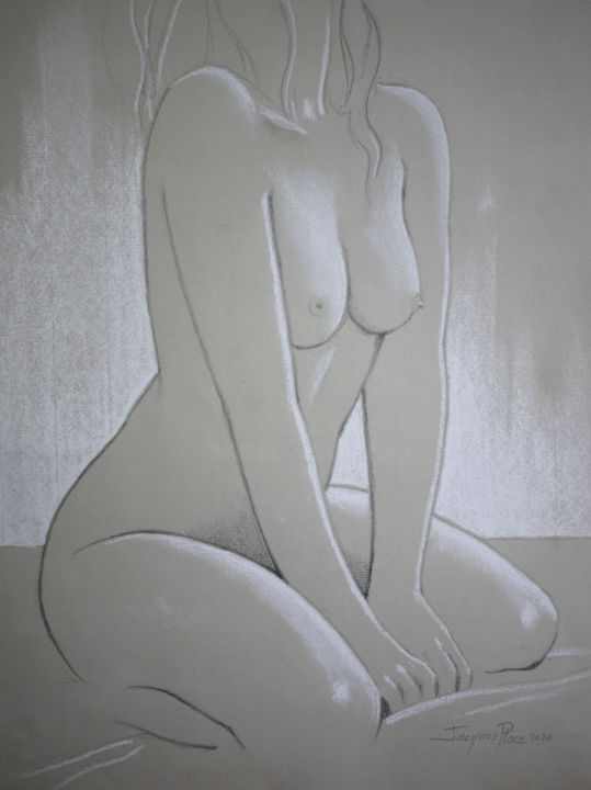 Drawing titled "Zen II" by Jacques Place, Original Artwork, Conté