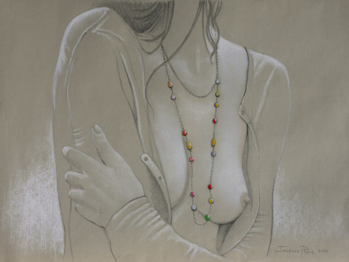 Dessin intitulée "Le jeu des perles d…" par Jacques Place, Œuvre d'art originale, Crayon
