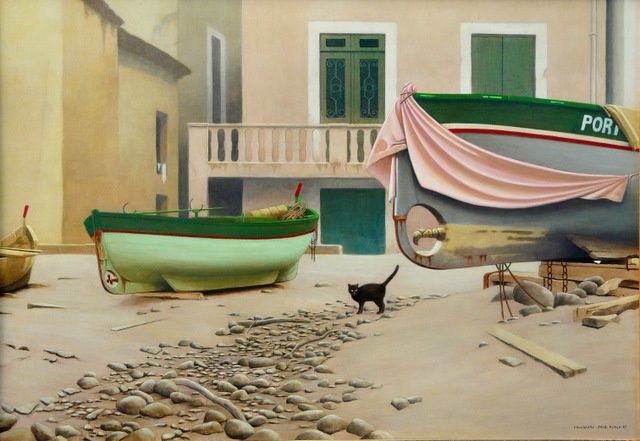 Peinture intitulée "Rencontre à Colliou…" par Jacques Place, Œuvre d'art originale, Acrylique