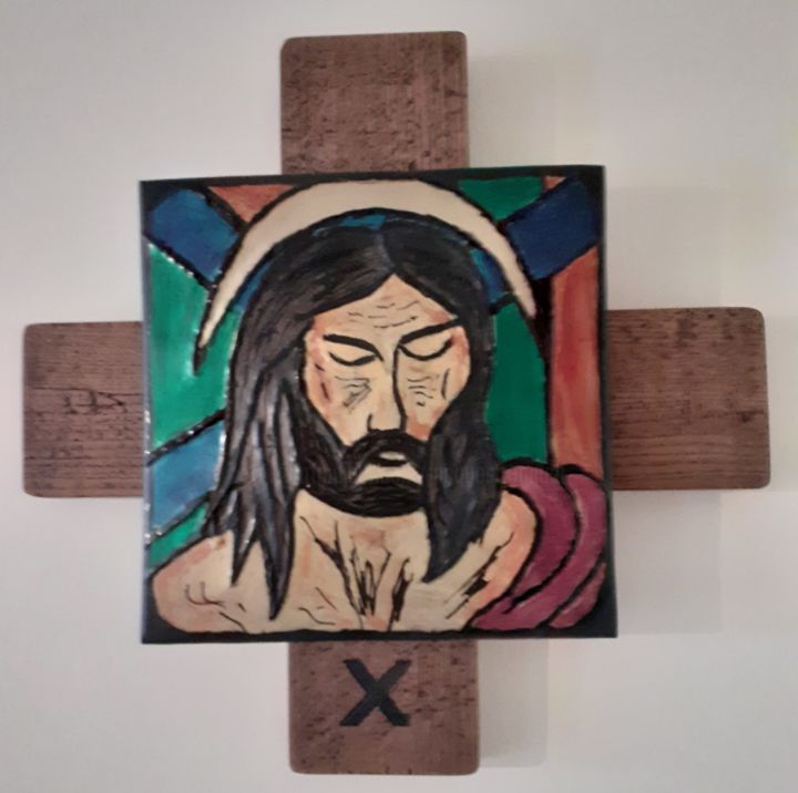 Sculpture intitulée "chemin de croix sta…" par Jacques Tronquet, Œuvre d'art originale, Embossage
