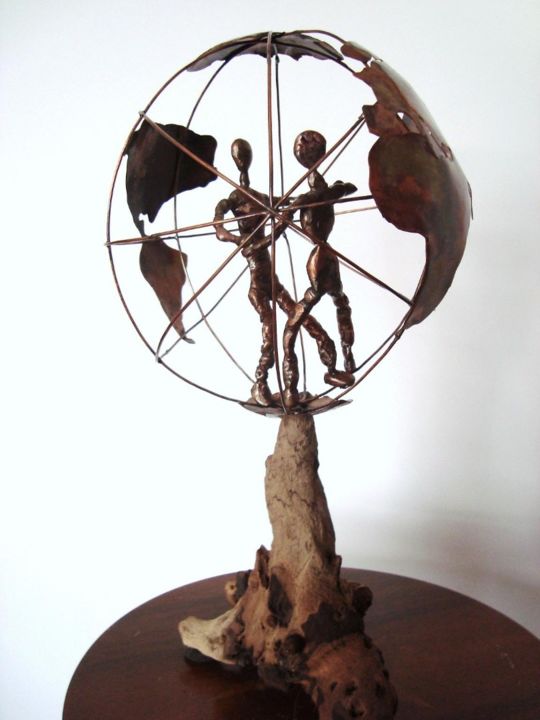 Sculpture titled "danse sur un volcan" by Jacques Tronquet, Original Artwork, Metals