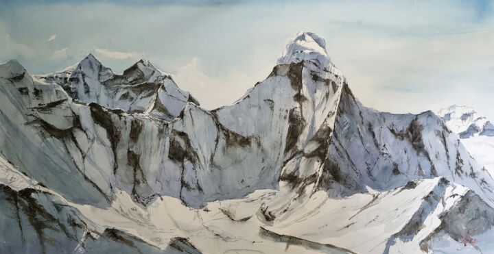Pintura titulada "Lhotse" por Jacques Villares, Obra de arte original, Acuarela