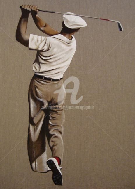 Pintura intitulada "" BEN HOGAN, 1950 "" por Jacquotte Gaignault, Obras de arte originais