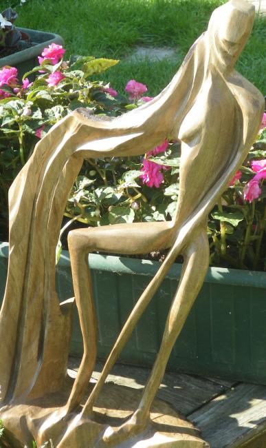 Sculpture titled "La Gondolière" by Sculpures Culpin, Original Artwork, Wood