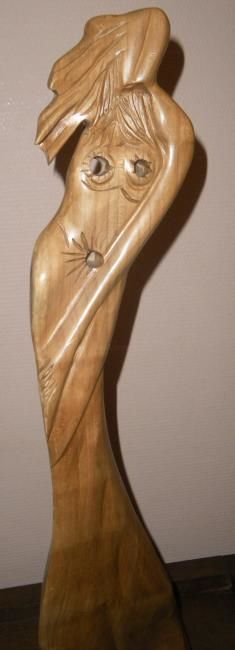 Sculpture titled "La Femme Soleil" by Sculpures Culpin, Original Artwork, Wood