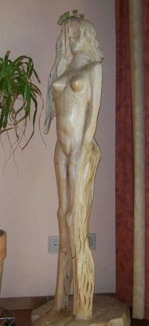 Sculptuur getiteld "Alisée" door Sculpures Culpin, Origineel Kunstwerk, Hout