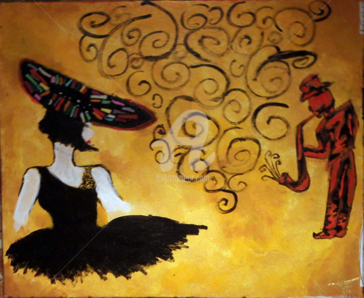 Peinture intitulée "Ambiance cabaret" par Jade Tran Van Nhan, Œuvre d'art originale