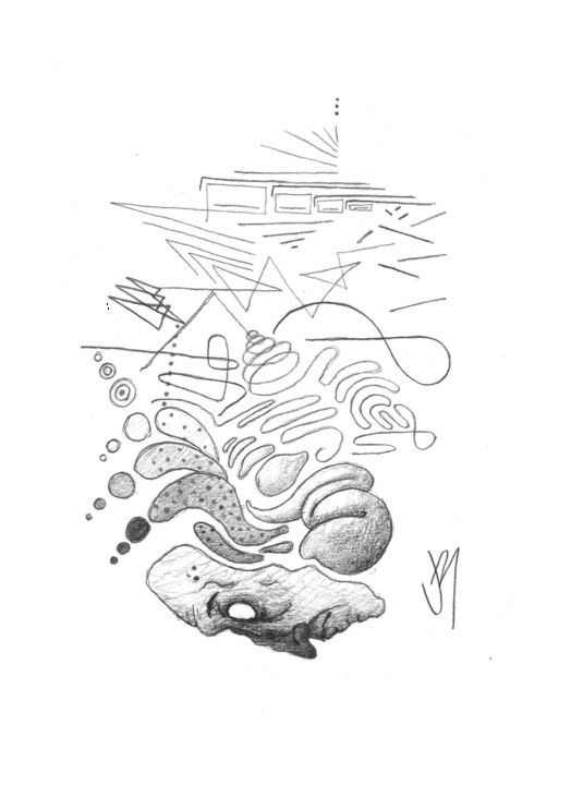 Zeichnungen mit dem Titel "Abstração" von Jader Castro De Oliveira, Original-Kunstwerk, Graphit Auf Holzplatte montiert