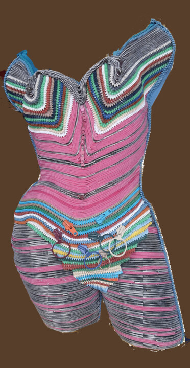 Textielkunst getiteld "Zips Women" door Jaffa Meir, Origineel Kunstwerk, Plastic