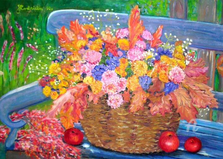 Painting titled "Herbstgedanken" by Jaga Rudnicka, Original Artwork, Oil