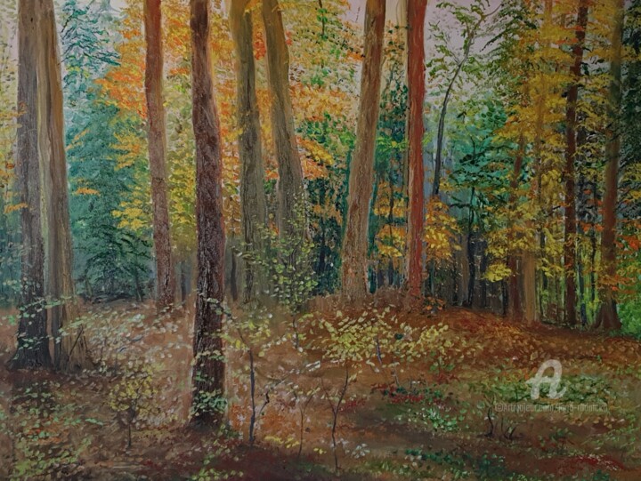 Malerei mit dem Titel "Magie des Herbstes" von Jaga Rudnicka, Original-Kunstwerk, Öl