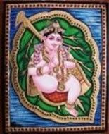 Painting titled "Leaf Krishna" by Jagannathan P, Original Artwork