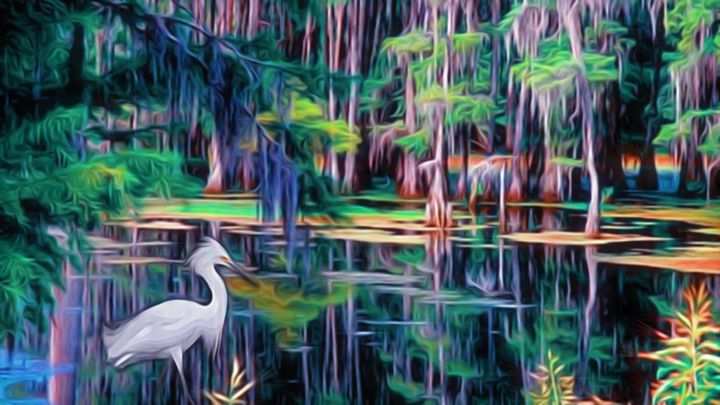Arts numériques intitulée "Acadian Bayou Magic" par Jagged Littleredpill, Œuvre d'art originale, Peinture numérique