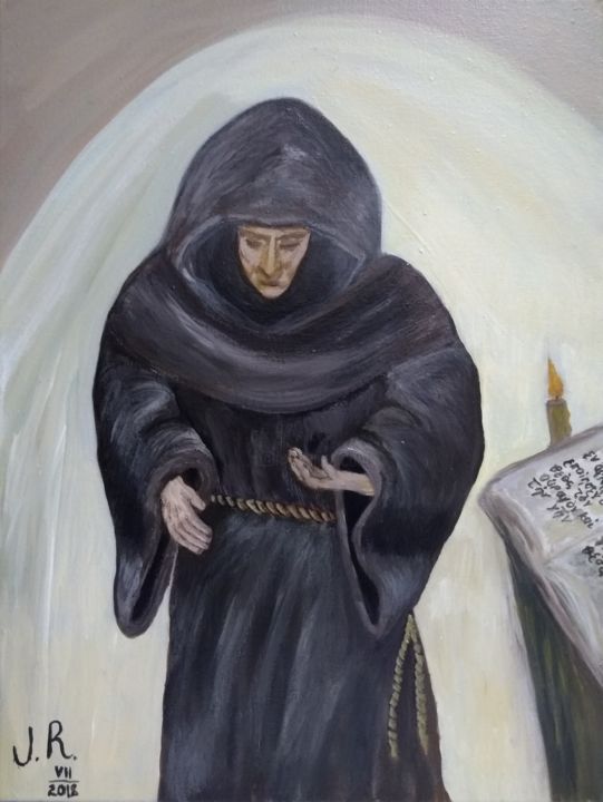Peinture intitulée "Монах" par J. R., Œuvre d'art originale, Acrylique