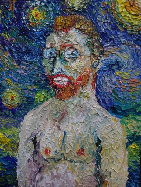 Картина под названием "Van Gogh parodie" - Nathalie Jaguin, Подлинное произведение искусства, Масло