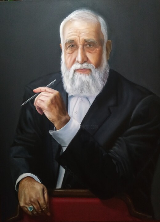Malerei mit dem Titel "Портрет на заказ" von Jahangir Seyidov, Original-Kunstwerk, Öl Auf Keilrahmen aus Holz montiert