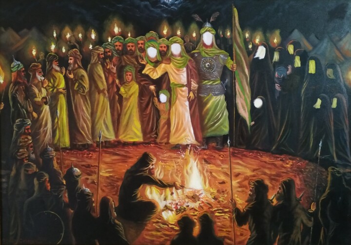 Pintura titulada ""Ночь погашения фак…" por Jahangir Seyidov, Obra de arte original, Oleo Montado en Bastidor de camilla de…