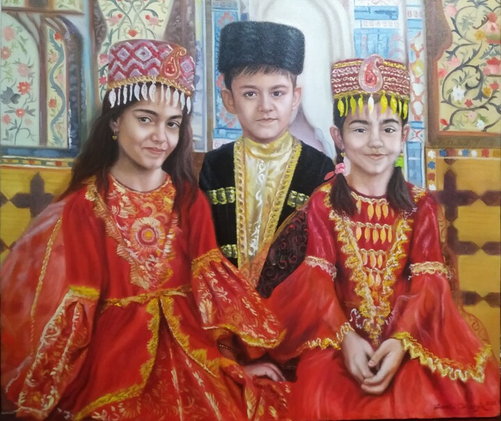 Pintura titulada "Фольклёр" por Jahangir Seyidov, Obra de arte original, Oleo Montado en artwork_cat.