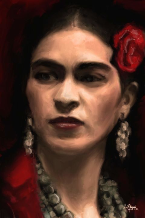 Digital Arts titled "Frida Kahlo" by Jaime Andrés Betancur Pérez, Original Artwork, Digital Painting