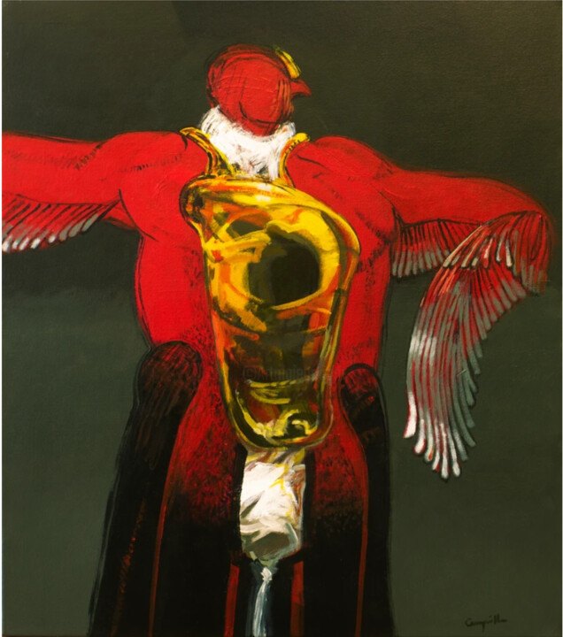 Painting titled "Aborígenes Aves Dan…" by Jaime Carrasquilla, Original Artwork, Acrylic
