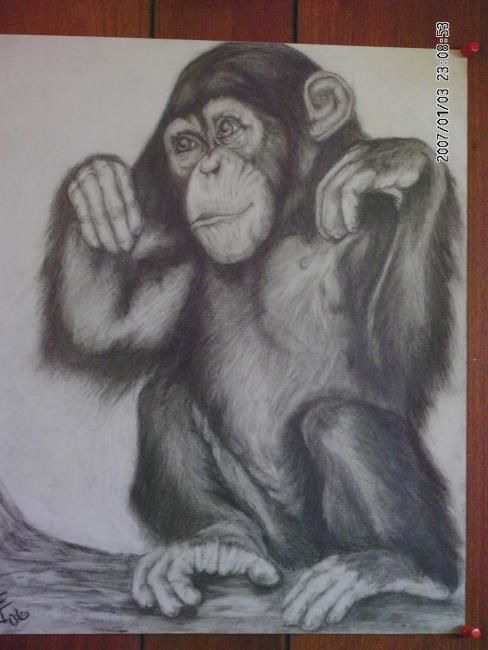 Painting titled ""Chimpanzee"" by Jaime Kinney, Original Artwork