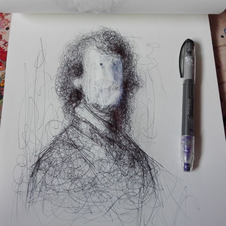 Tekening getiteld "Sobre Rembrandt." door Jaime R., Origineel Kunstwerk, Marker