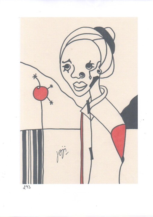 Disegno intitolato "la japonaise" da Jaji, Opera d'arte originale, Pennarello