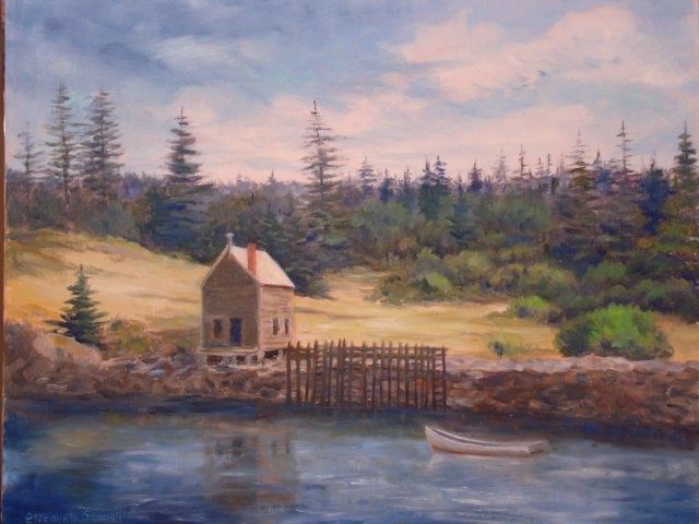 Malerei mit dem Titel "Quiet Harbor" von Elizabeth Sennett, Original-Kunstwerk, Öl
