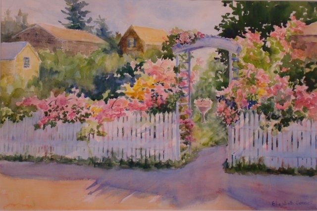"Nantucket Roses" başlıklı Tablo Elizabeth Sennett tarafından, Orijinal sanat, Petrol