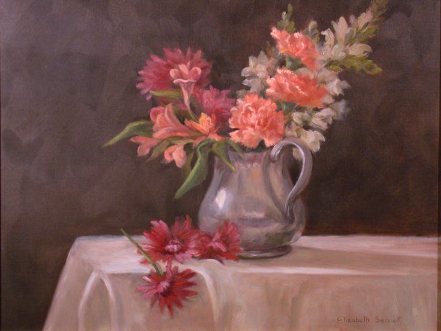 Pintura titulada "Carnations" por Elizabeth Sennett, Obra de arte original, Oleo