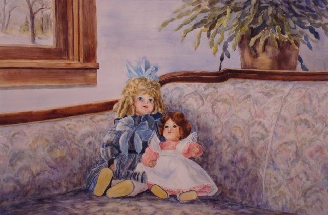 Malarstwo zatytułowany „Old Dolls” autorstwa Elizabeth Sennett, Oryginalna praca, Olej