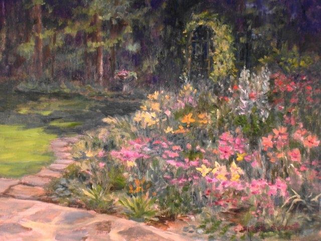 Peinture intitulée "Elizabeth's Garden…" par Elizabeth Sennett, Œuvre d'art originale, Huile