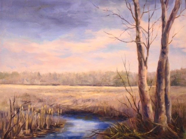 Painting titled "View from the Hidea…" by Elizabeth Sennett, Original Artwork, Oil