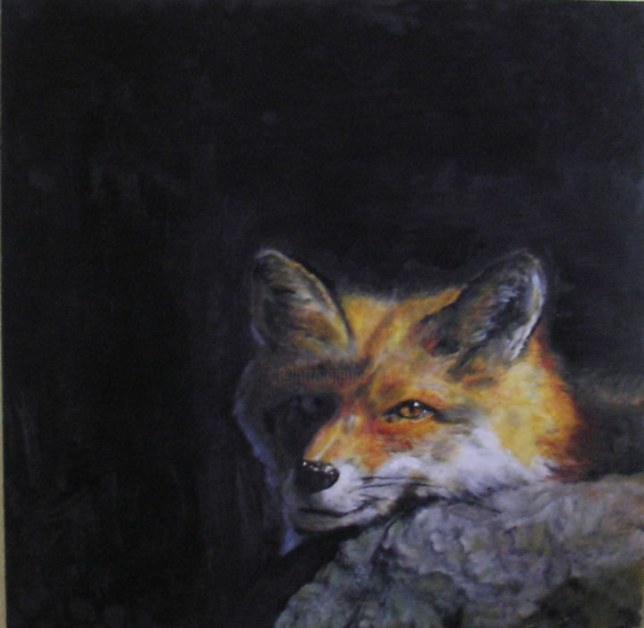 Painting titled "Fox" by Jakob Sørensen, Original Artwork, Oil