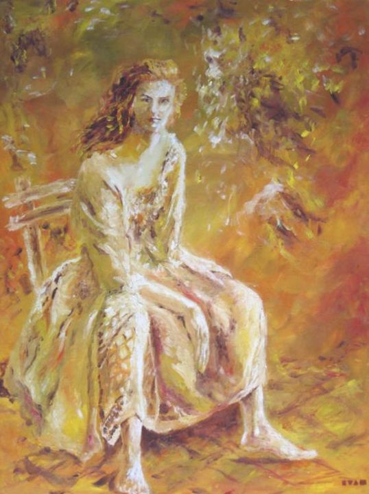 Painting titled "Lady in the garden" by Ivan Lenardic, Original Artwork