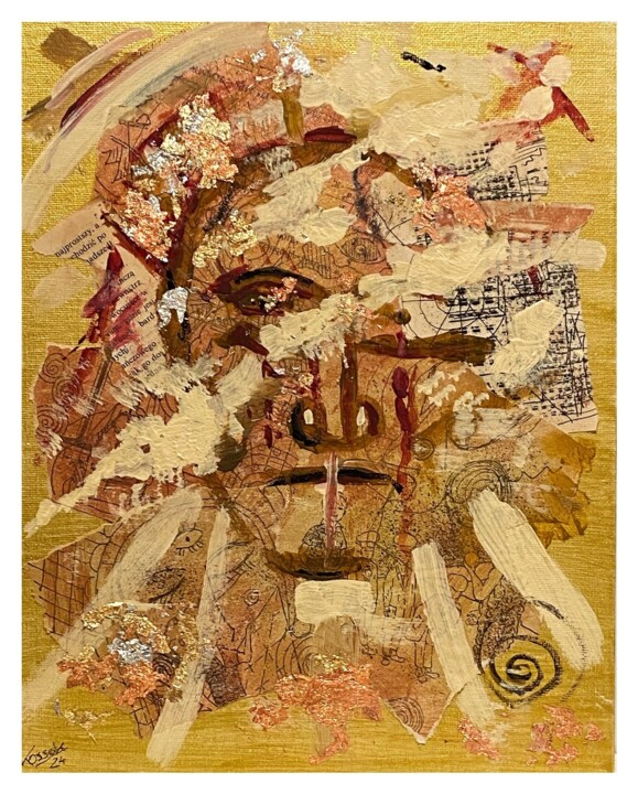 Collages intitolato "Gold - Faras 7" da Jakub Kossakowski (Art After Hours), Opera d'arte originale, Acrilico