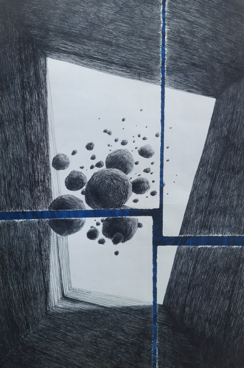 Peinture intitulée "Deep Inside" par Jakub Šarhan, Œuvre d'art originale, Encre