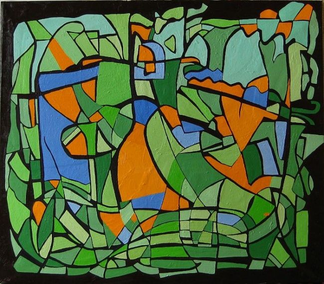 Malerei mit dem Titel "Flowers" von Jakub Jerabek, Original-Kunstwerk, Öl