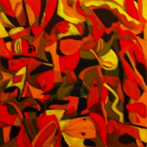 Pittura intitolato "flowers-and-banana-…" da Boris Musteata, Opera d'arte originale, Acrilico